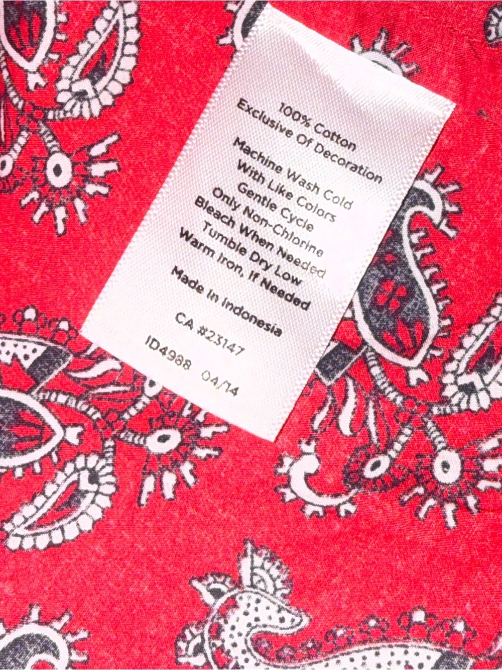 Talbots Size 14 Red Paisley Cotton Button Front Long Sleeve Shirt Blouse Classic - Picture 8 of 9